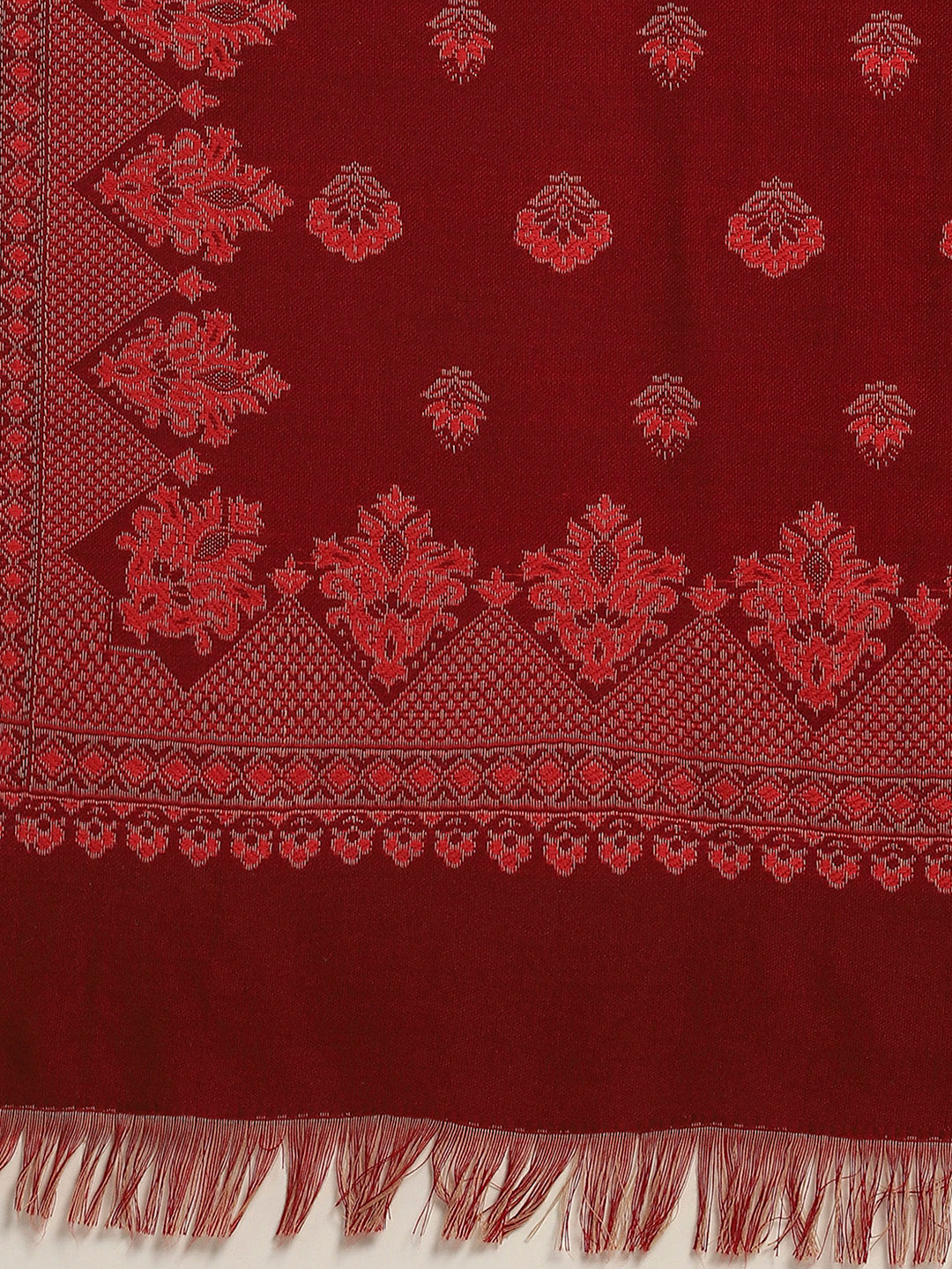 Women Maroon Self Design Shawl