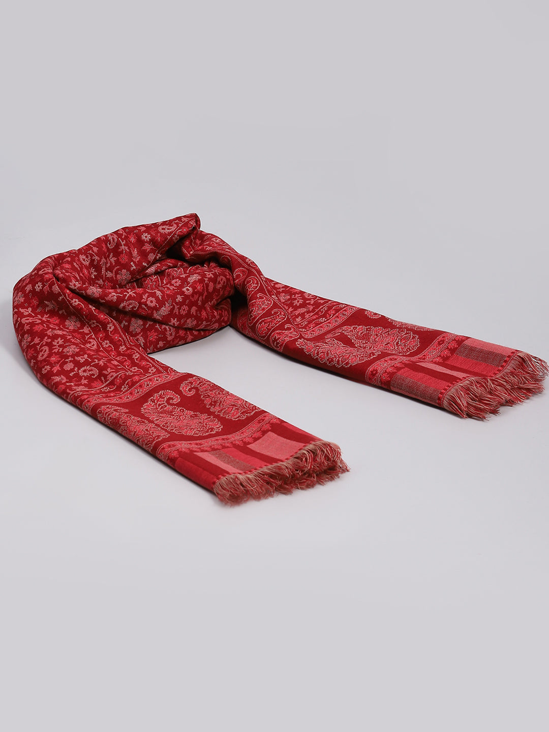 Women Maroon Self Design Shawl