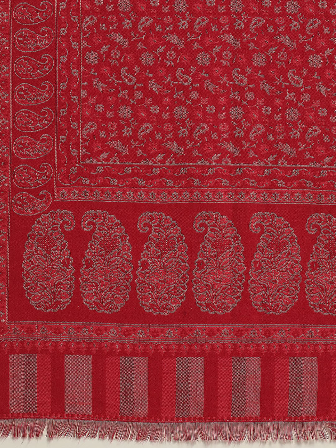 Women Red Self Design Shawl