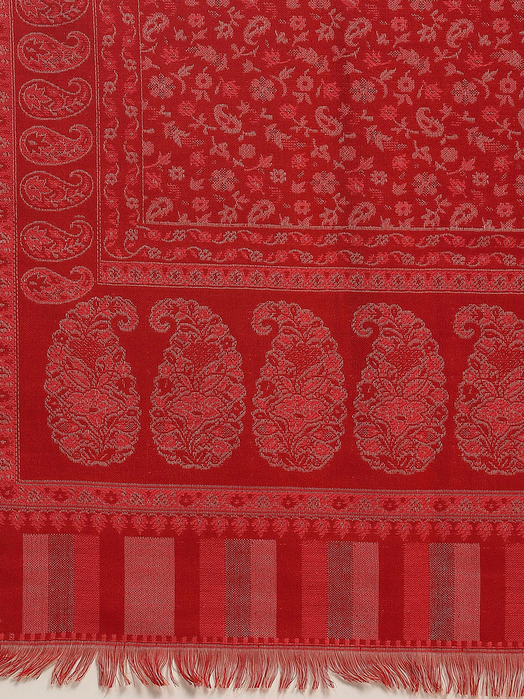 Women Red Self Design Shawl