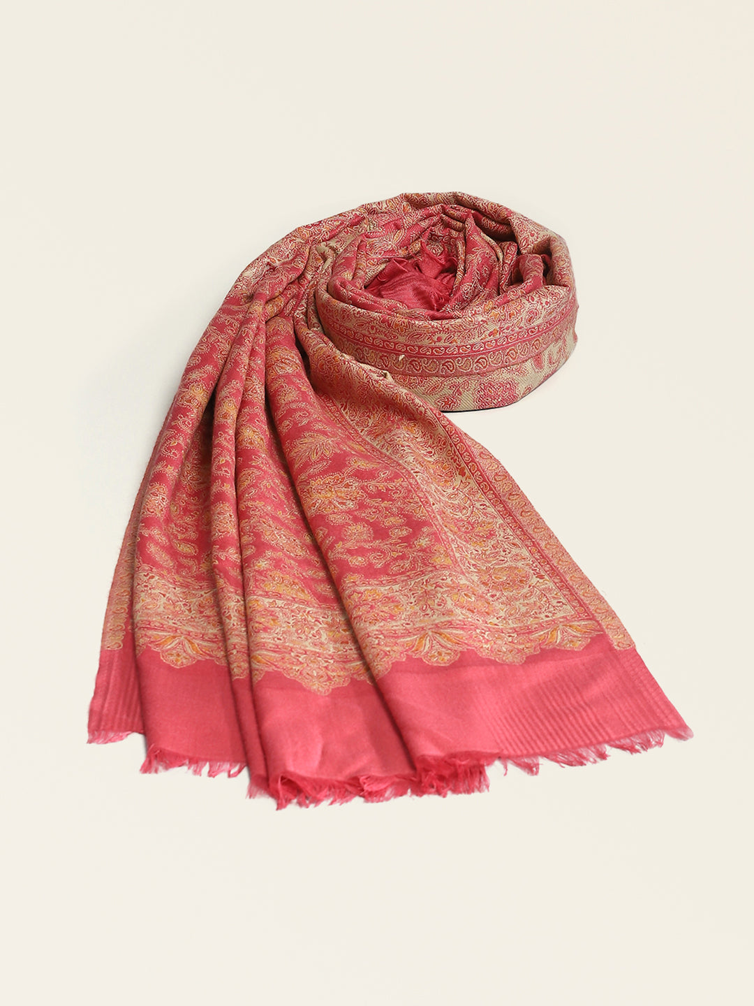 Women Red Self Design Shawl