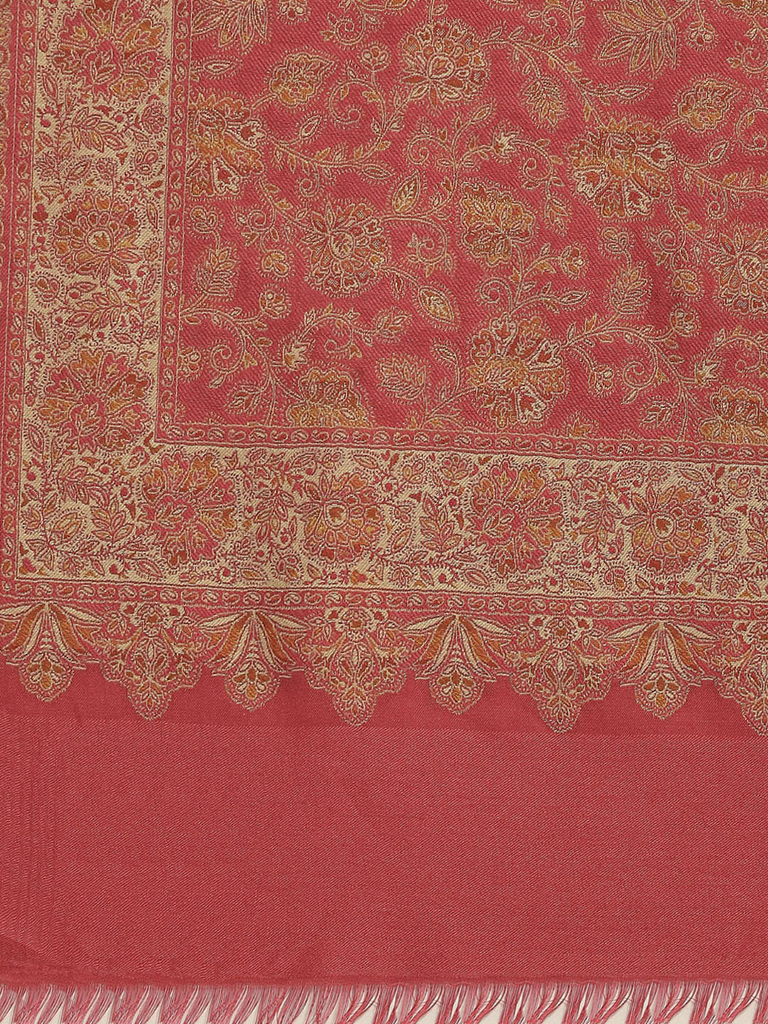 Women Red Self Design Shawl