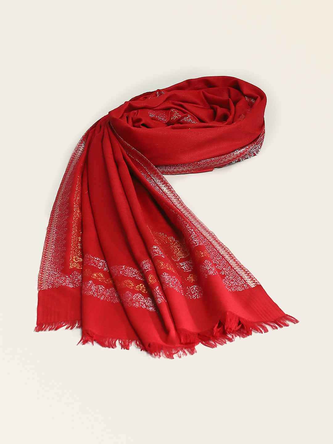 Women Maroon Self Design Shawl