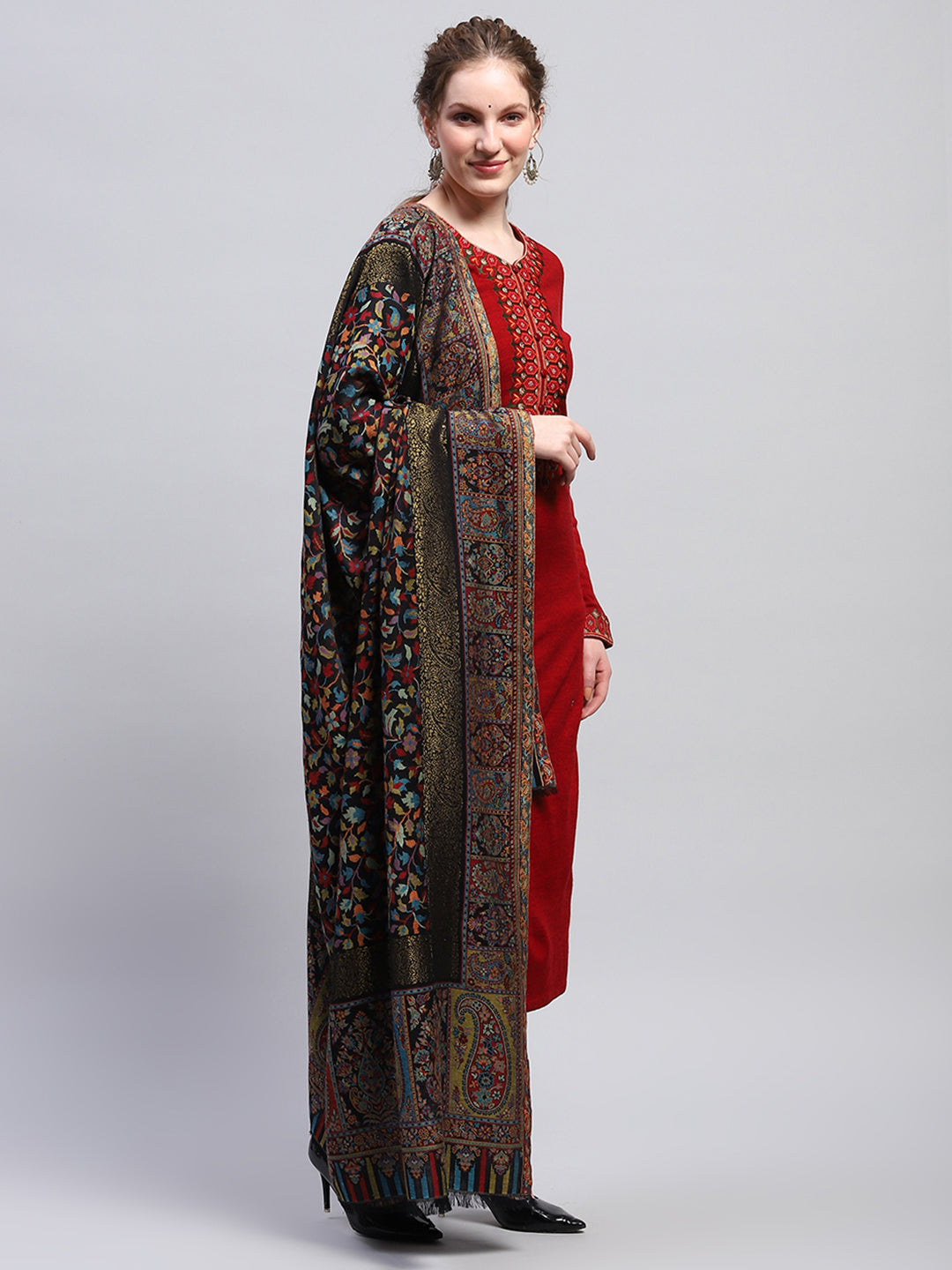 Women Multicolor Self Design Shawl