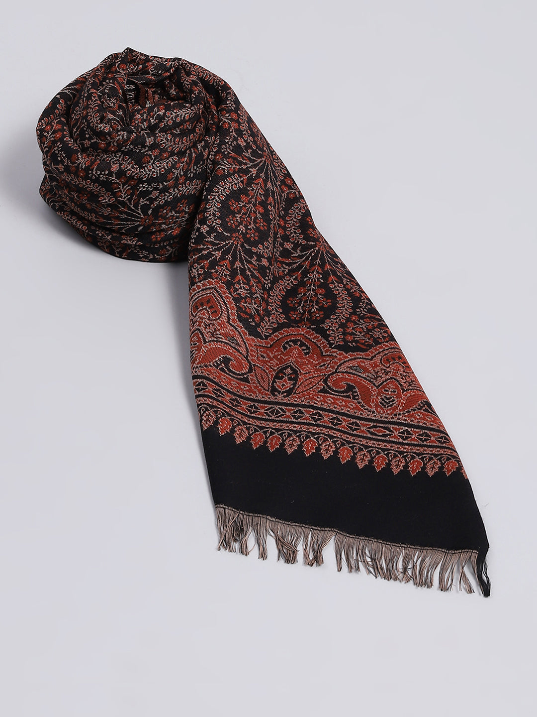 Women Black Self Design Shawl