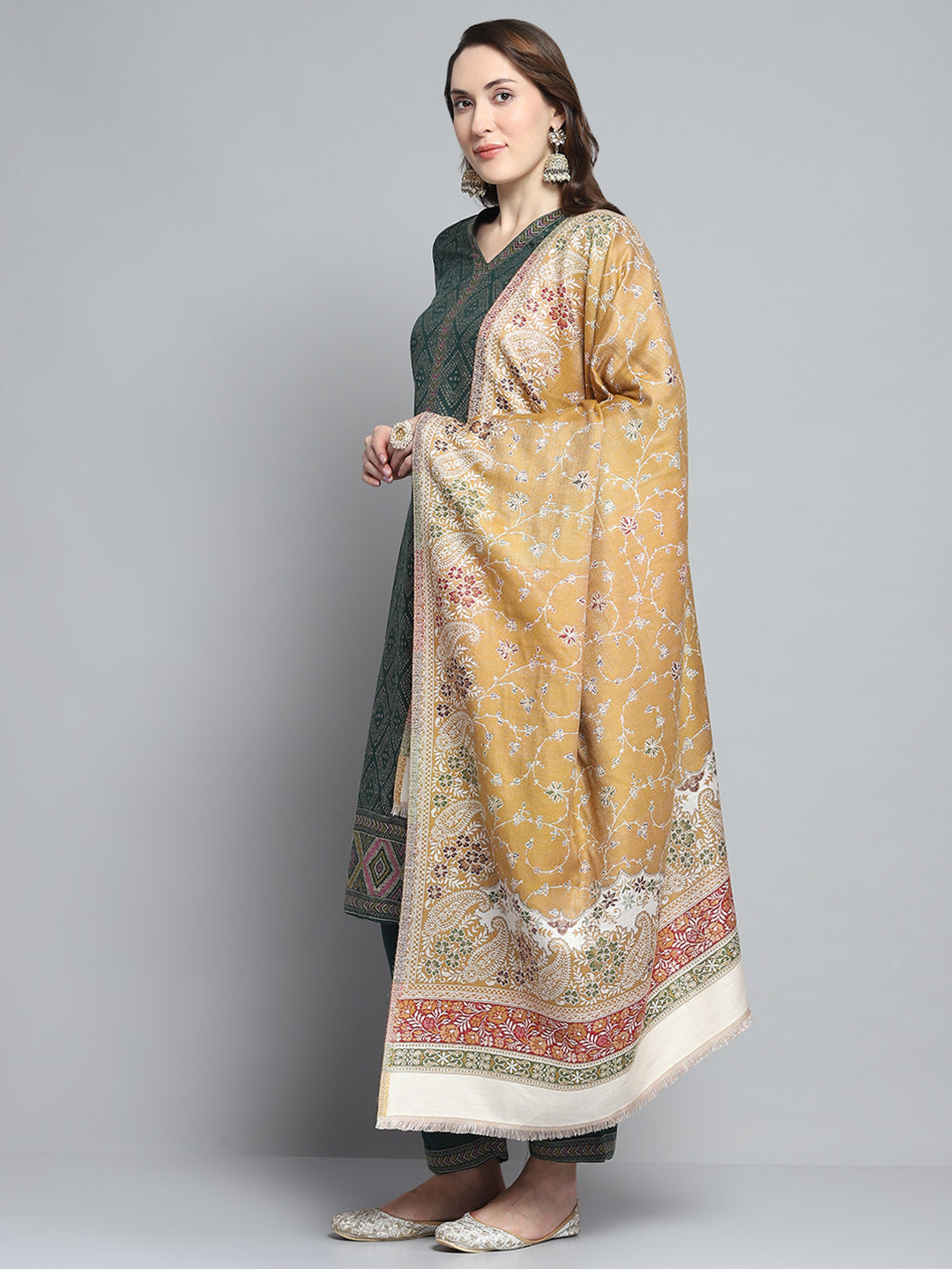 Women Multicolor Self Design Shawl