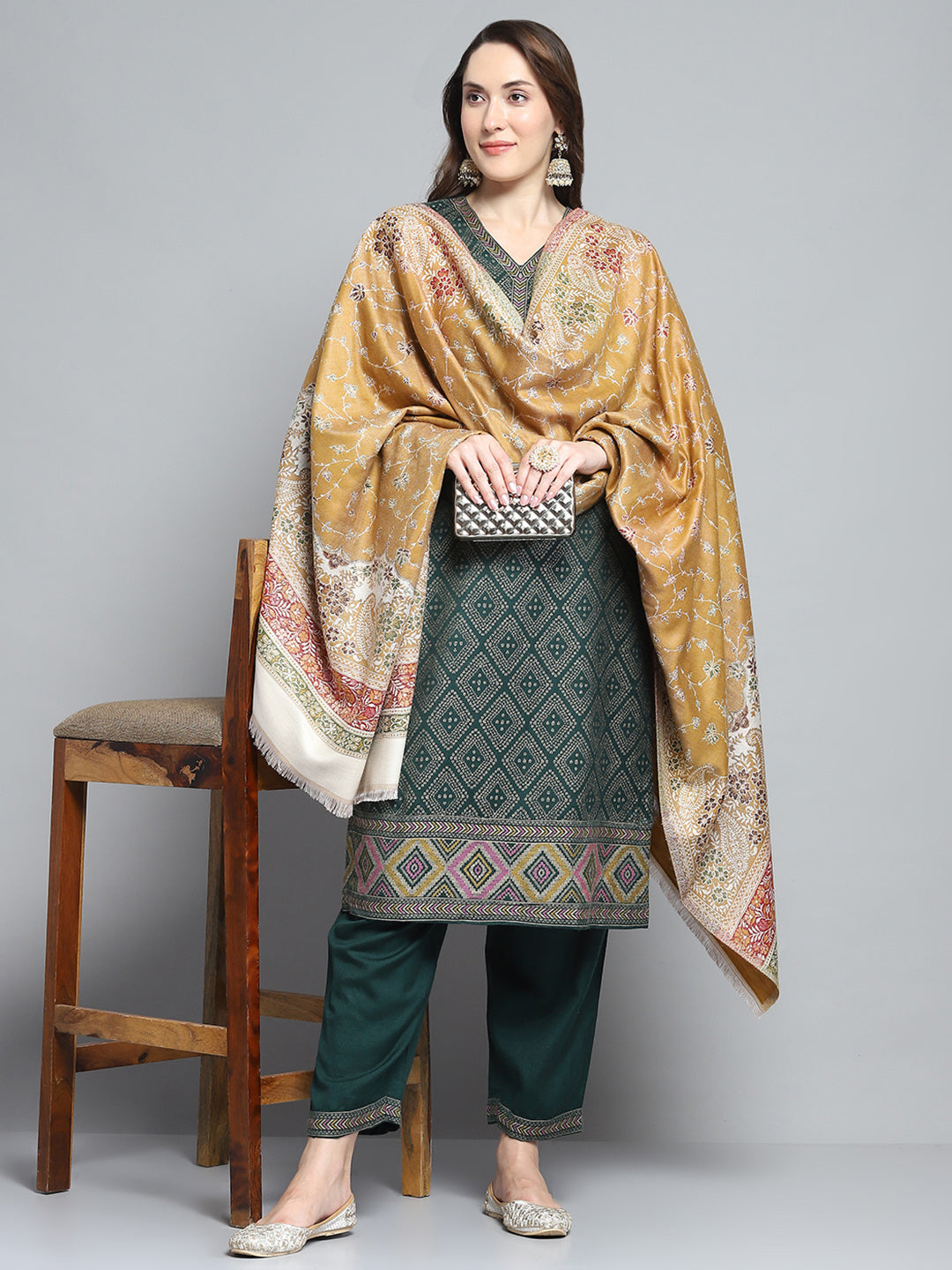 Women Multicolor Self Design Shawl