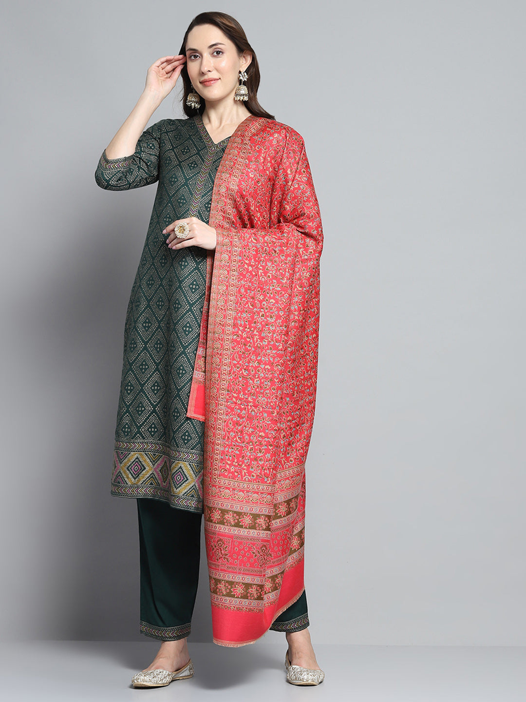 Women Multicolor Self Design Shawl