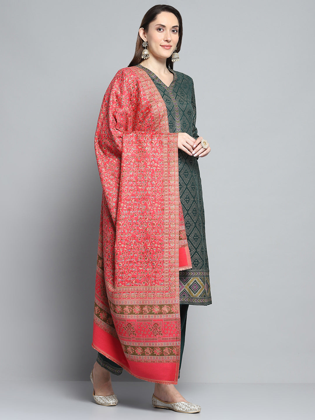 Women Multicolor Self Design Shawl