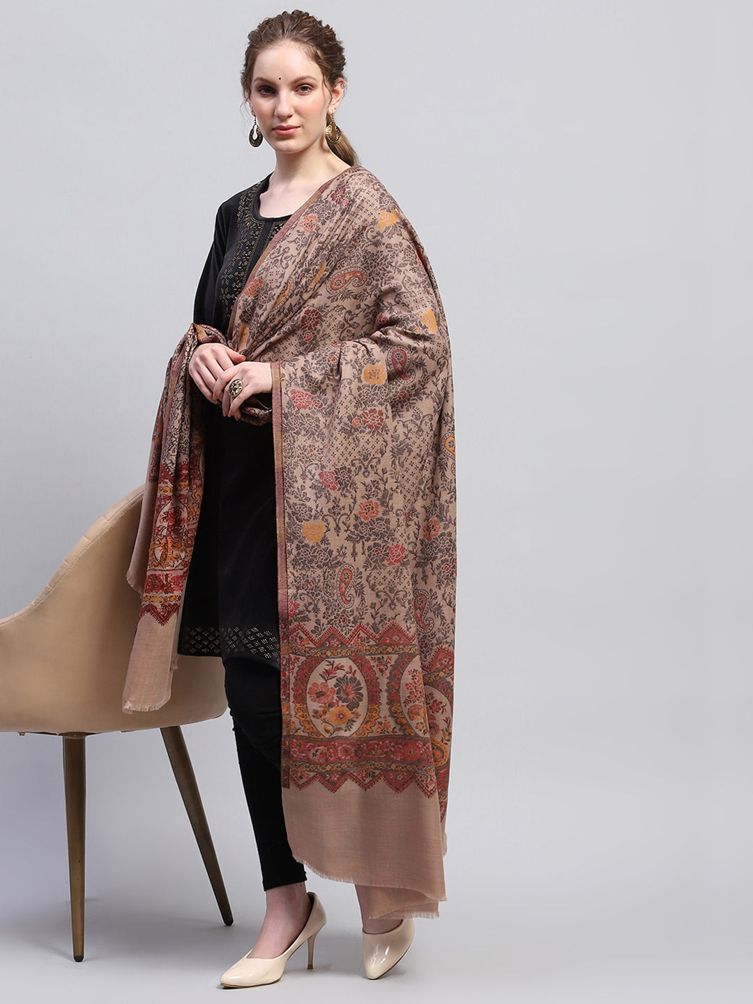 Women Multicolor Self Design Shawl