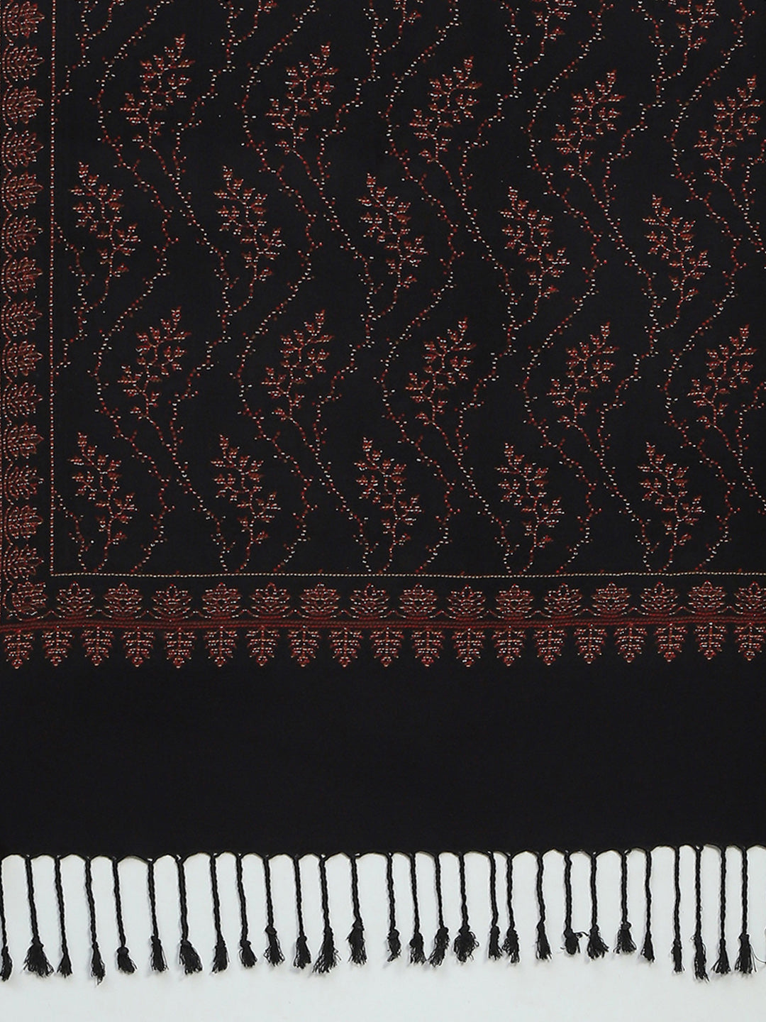 Women Black Self Design Reversible Shawl