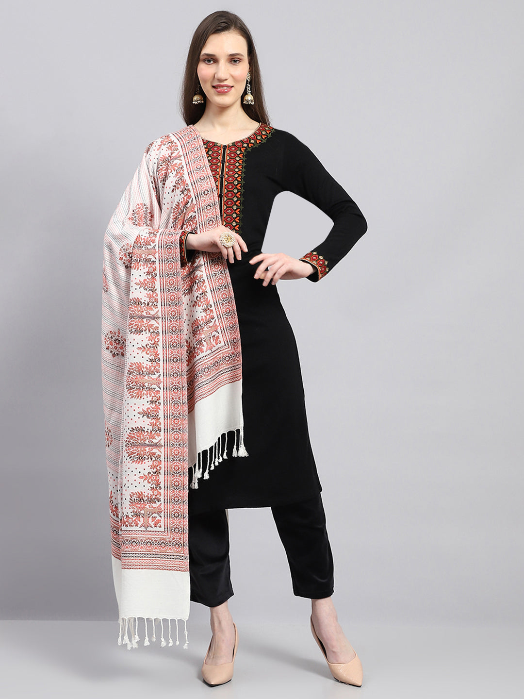 Women Multicolor Self Design Shawl