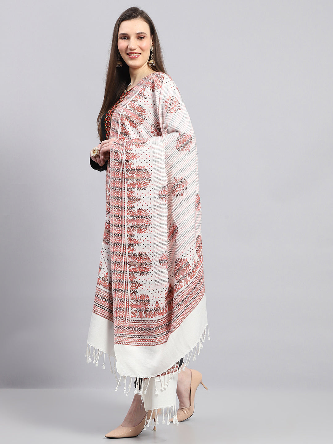 Women Multicolor Self Design Shawl