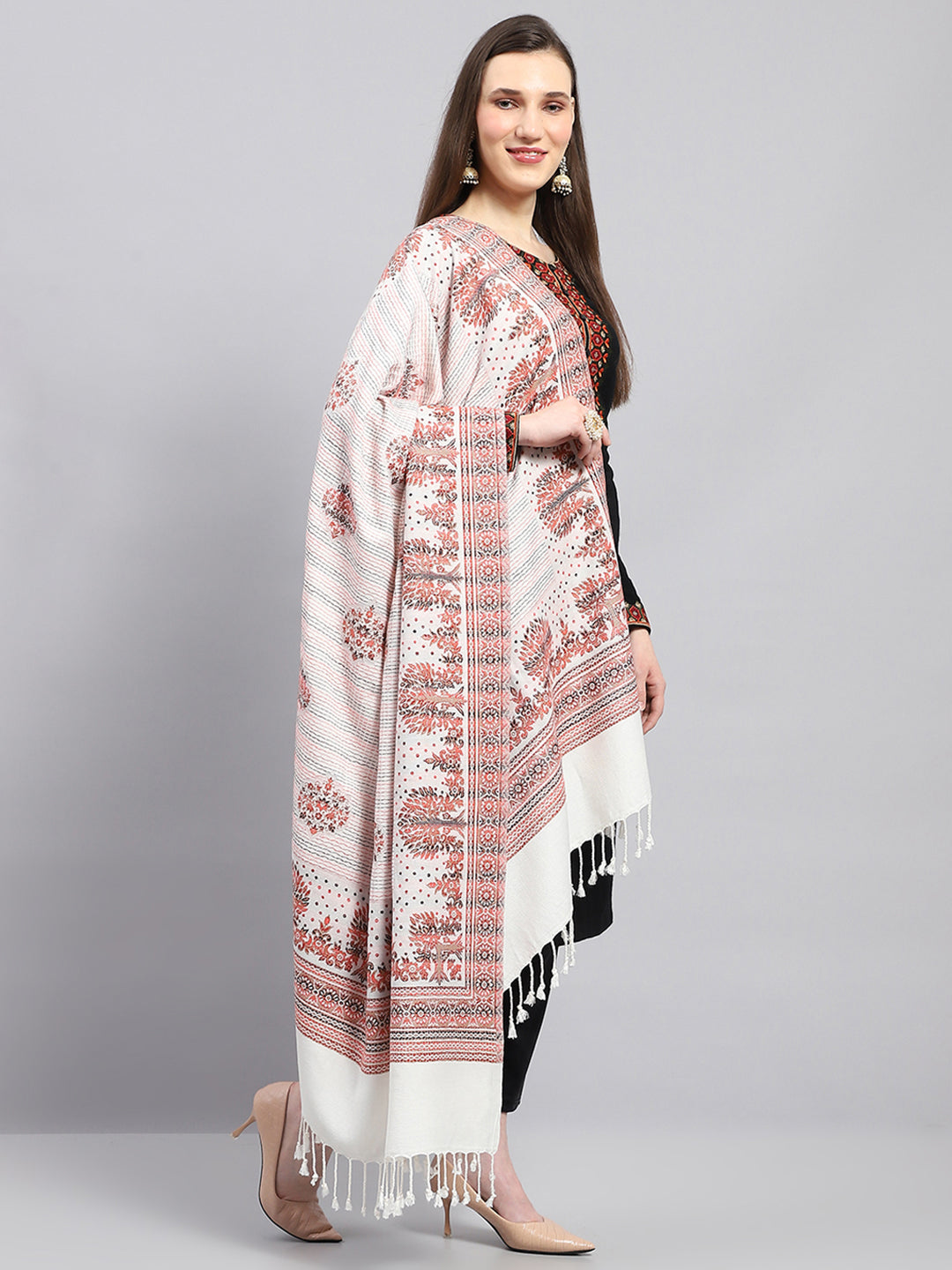 Women Multicolor Self Design Shawl