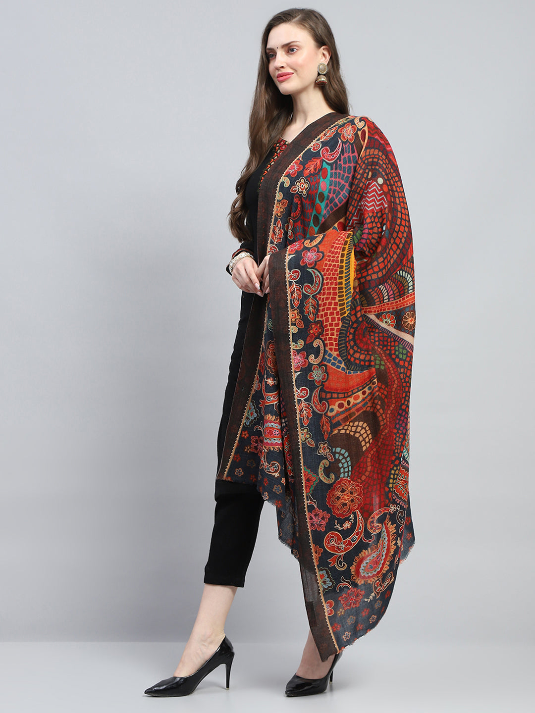 Women Multicolor Self Design Reversible Shawl