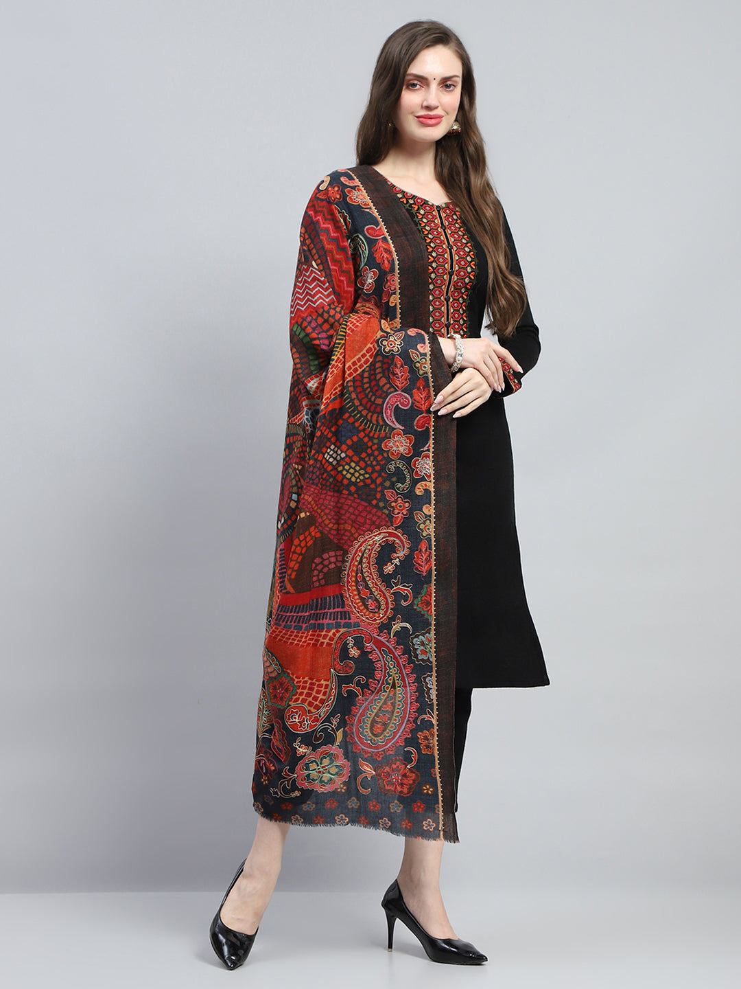 Women Multicolor Self Design Reversible Shawl