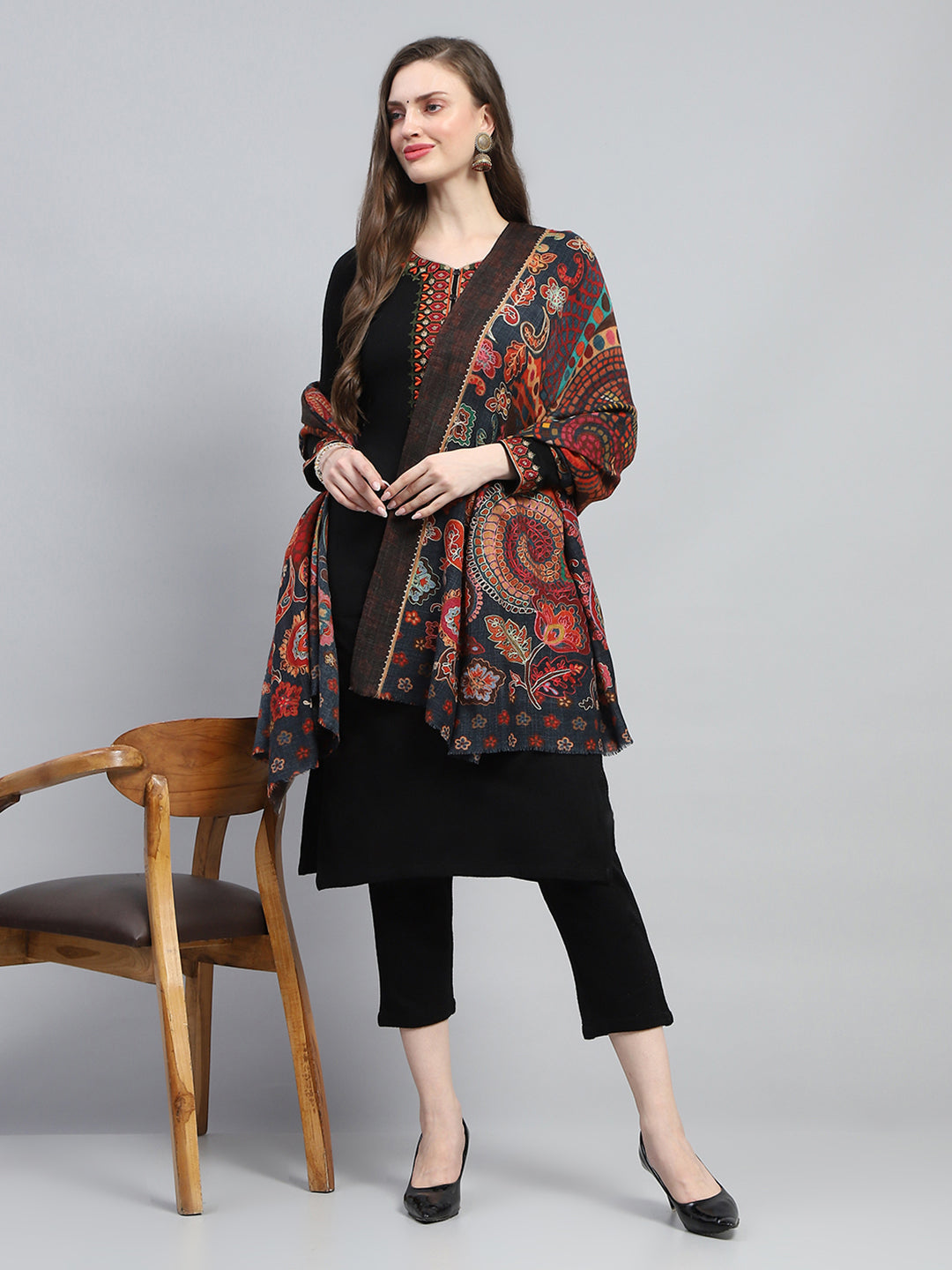 Women Multicolor Self Design Reversible Shawl