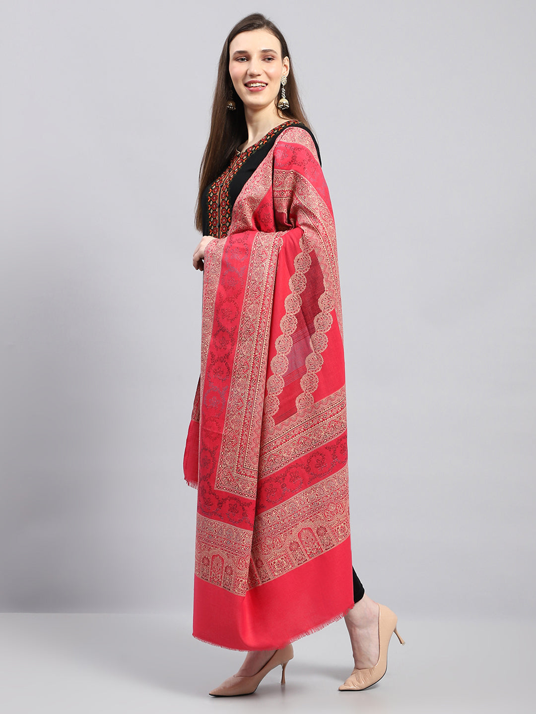 Women Multicolor Self Design Shawl