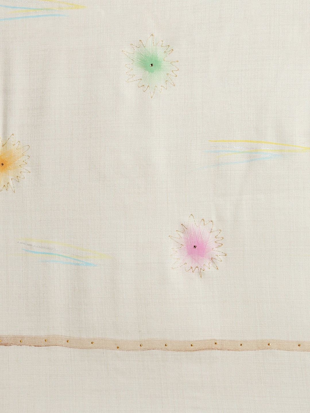 Women Cream Floral Print Shawl