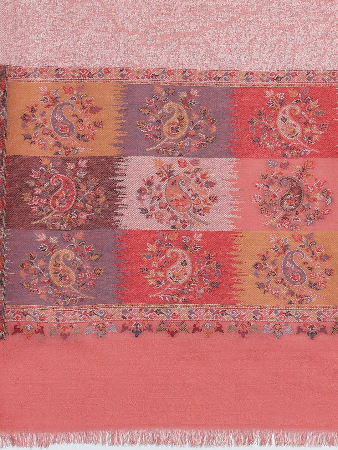 Women Peach Self Design Shawl