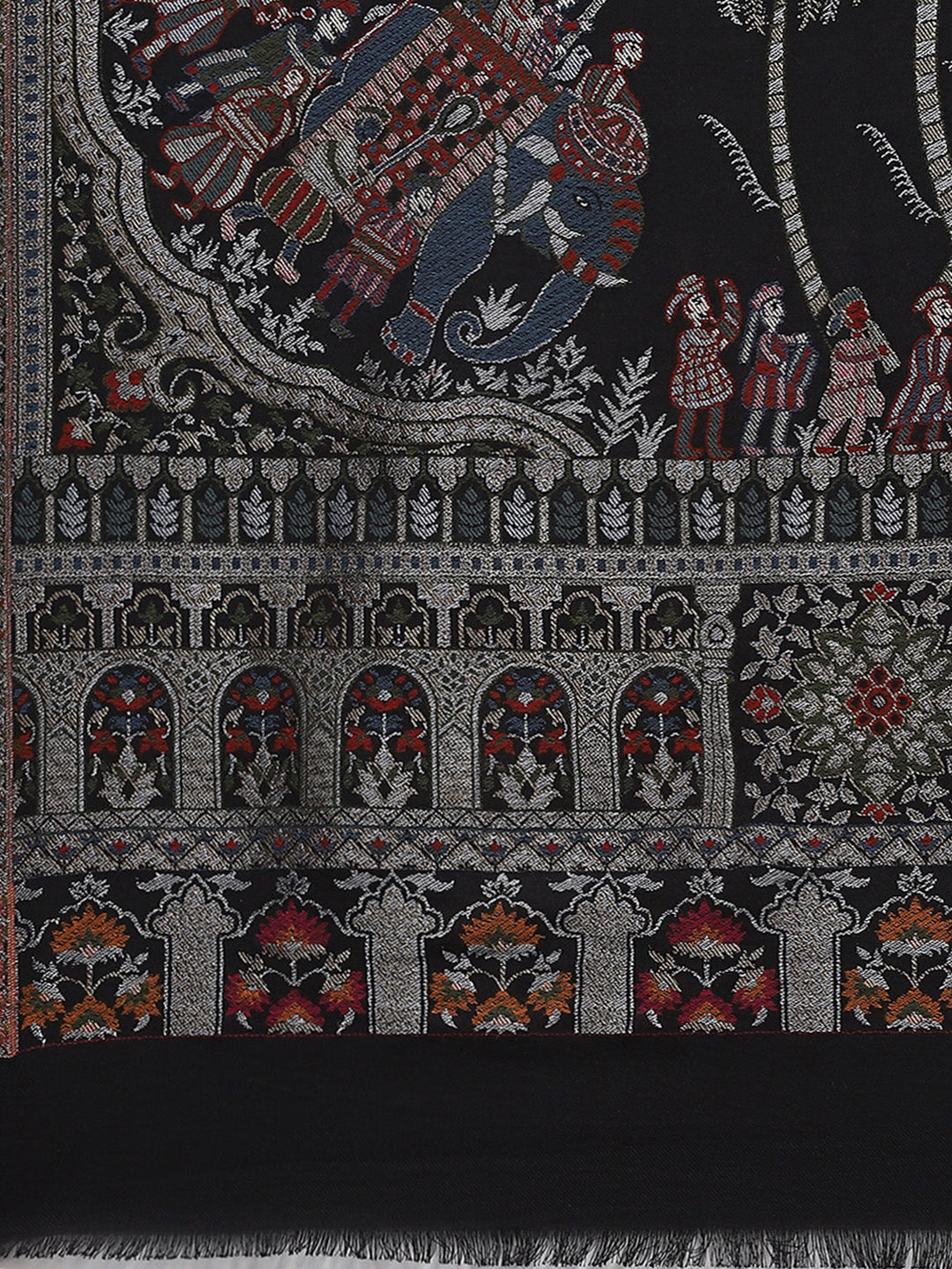 Women Black Self Design Shawl