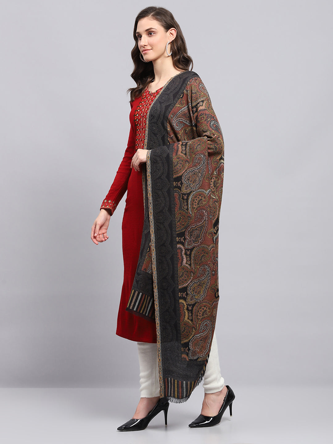 Women Multicolor Self Design Shawl