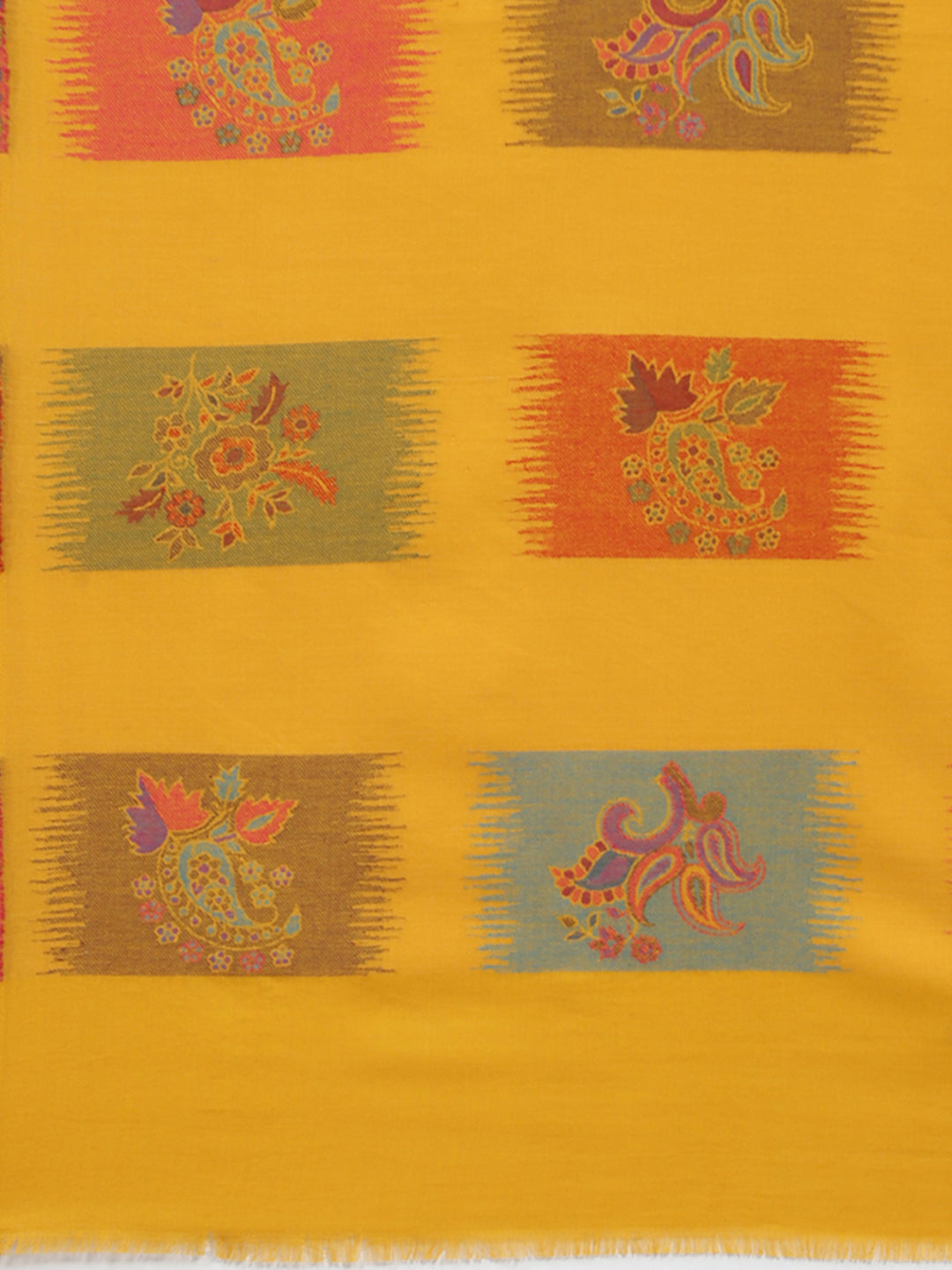 Women Mustard Self Design Shawl