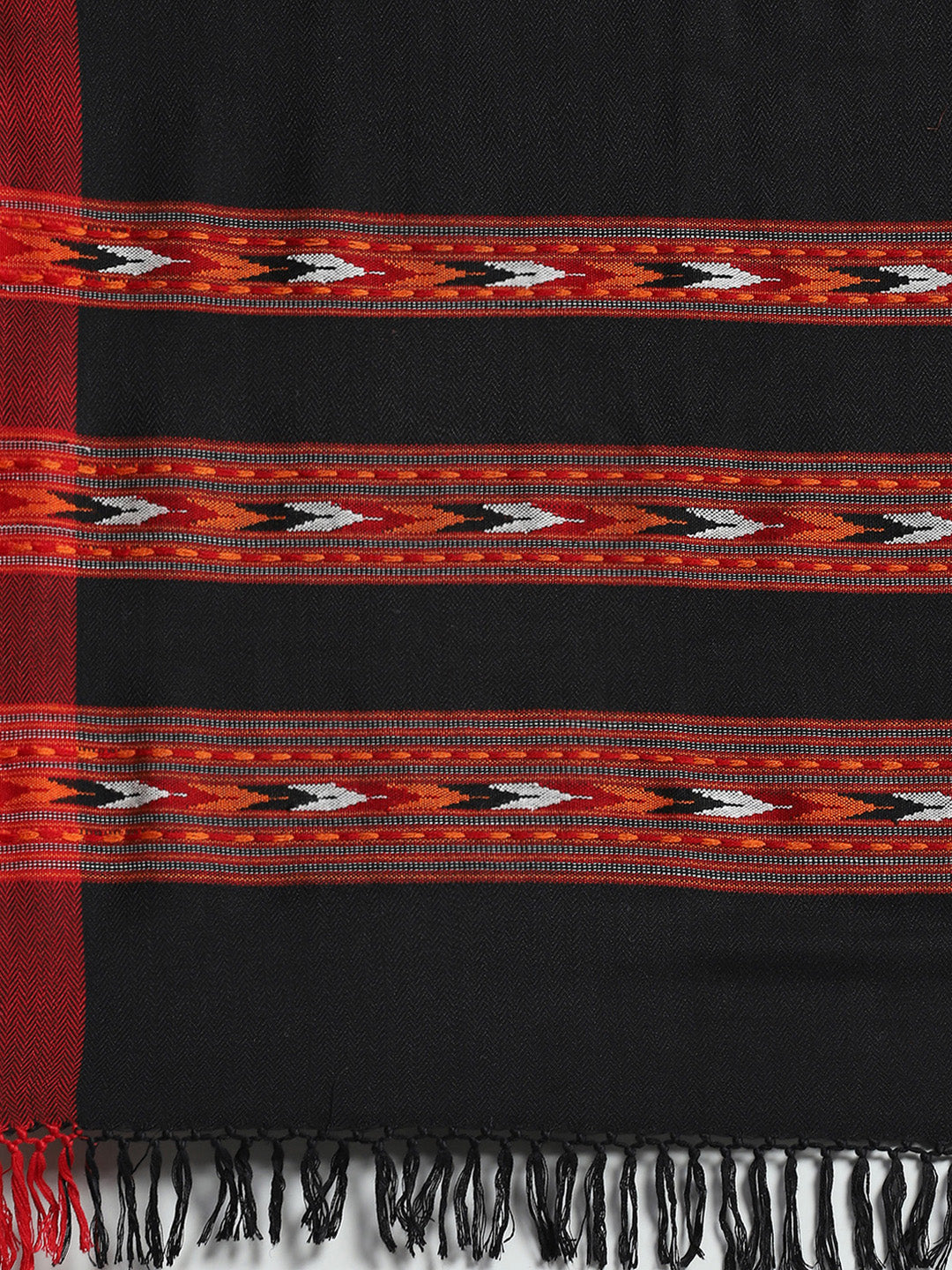 Women Black Self Design Stole