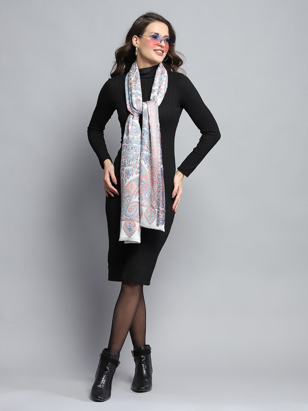 Women Multicolor Self Design Stole