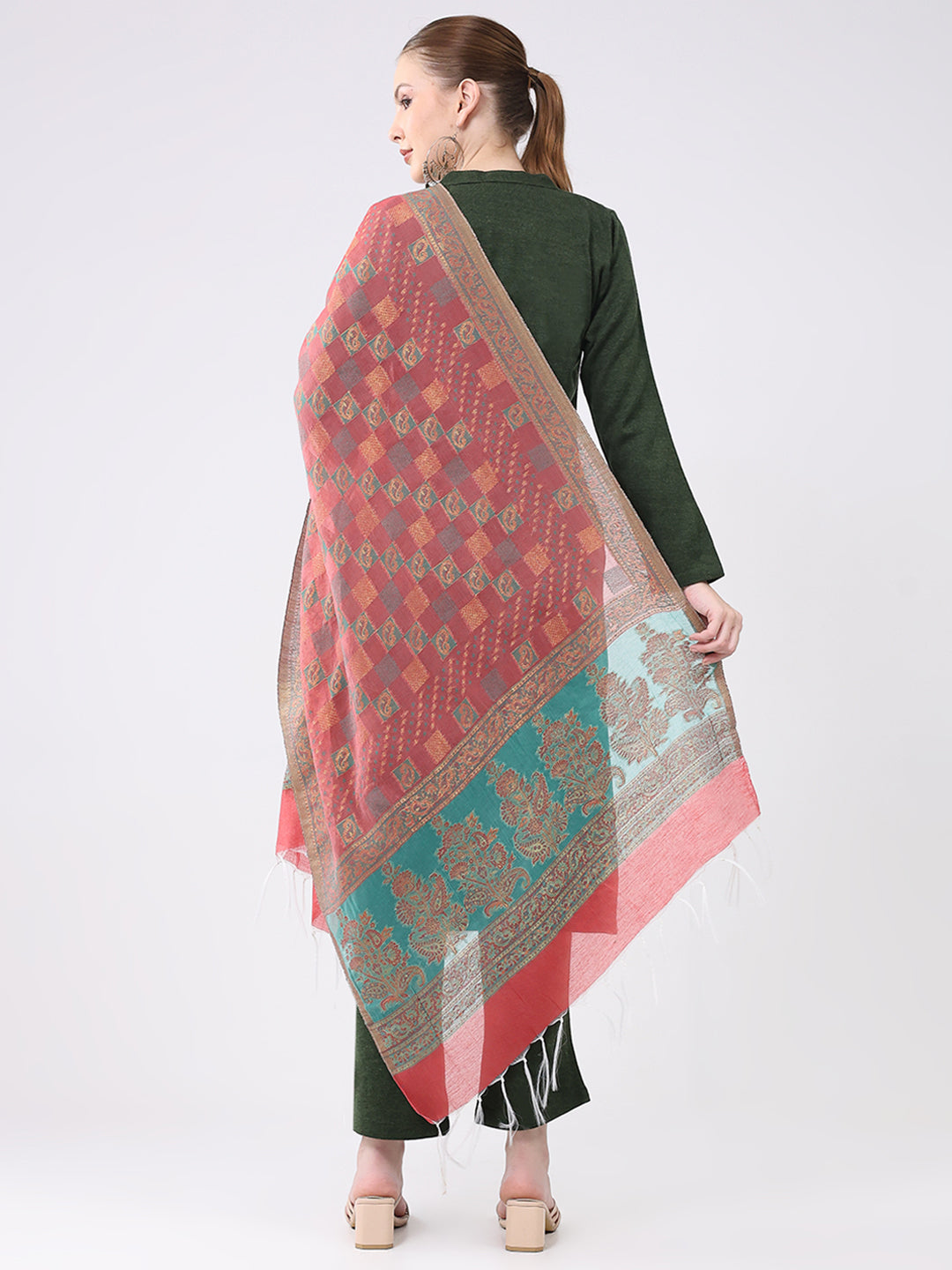 Women Multicolor Self Design Wool Stole