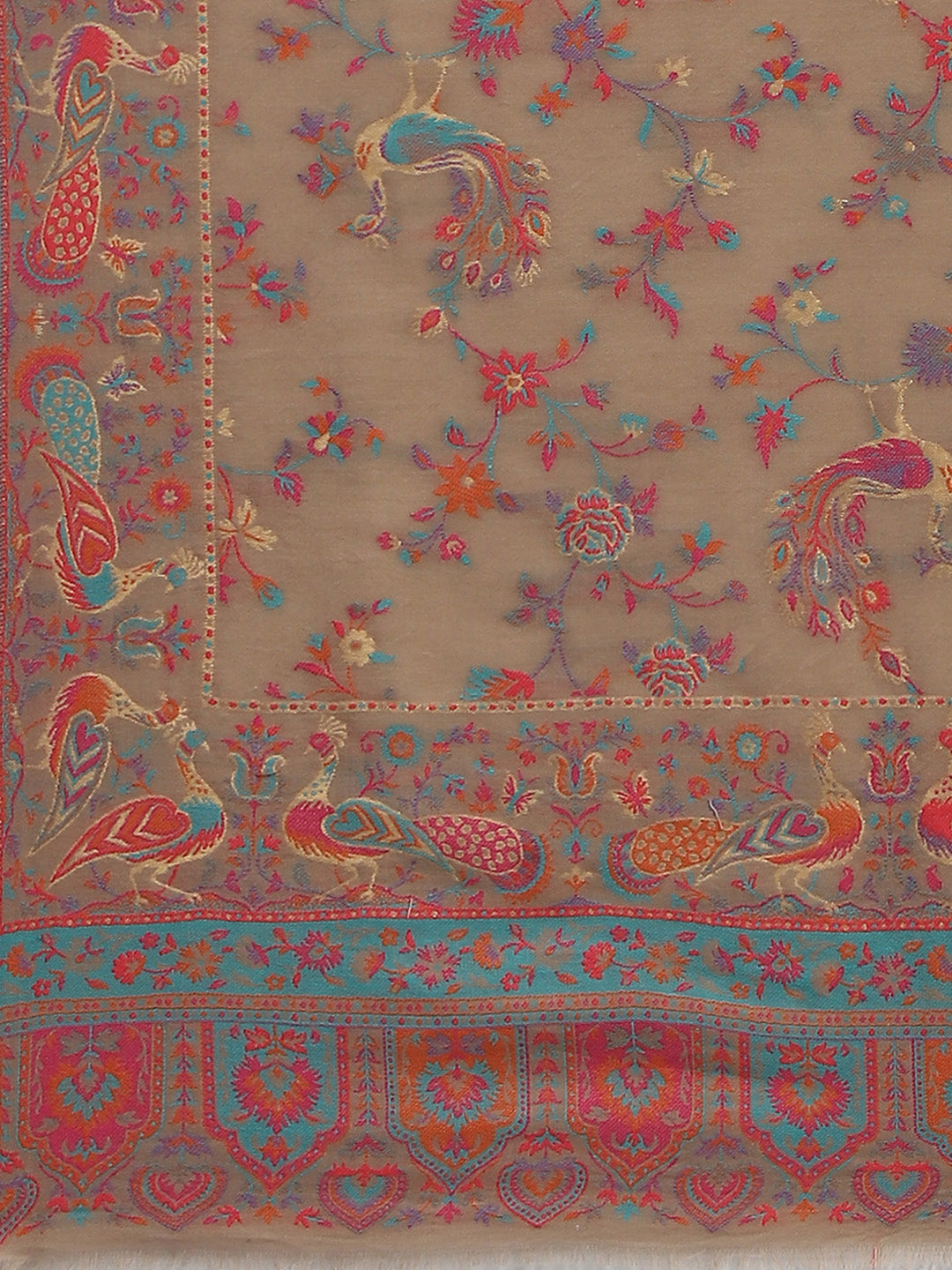 Women Beige Self Design Stole