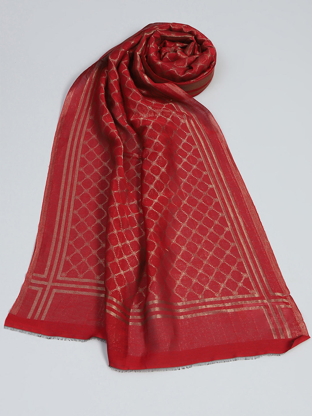 Women Maroon Self Design Stole
