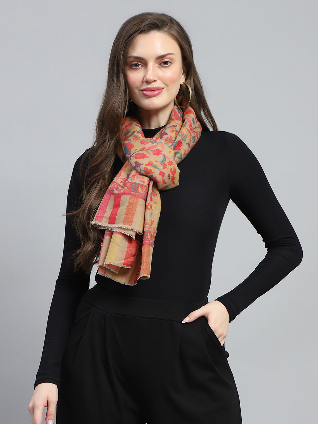 Stoles Online Woolen Stoles For Ladies Women Red Self Design Stole