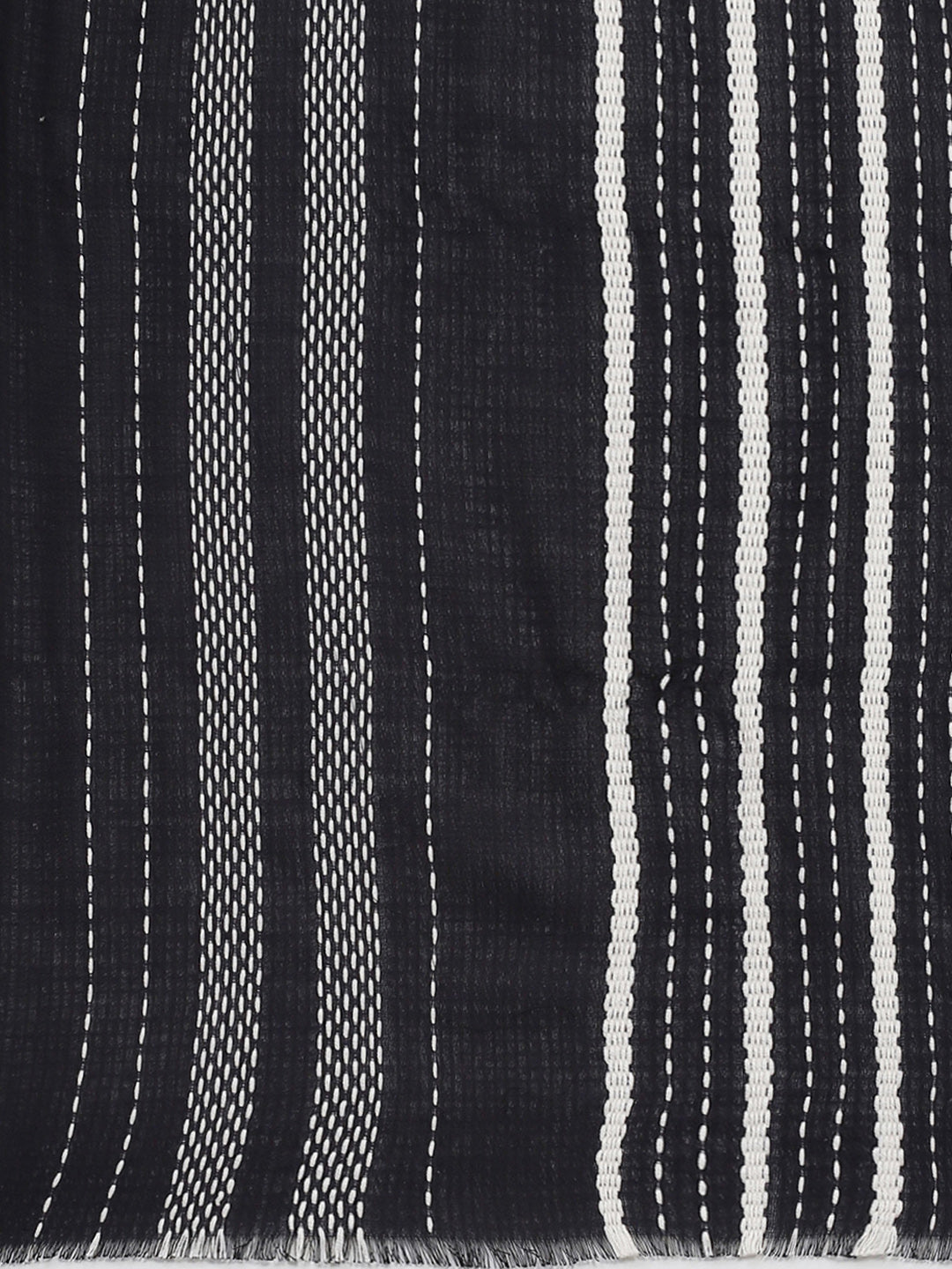 Women Black Self Design Stole