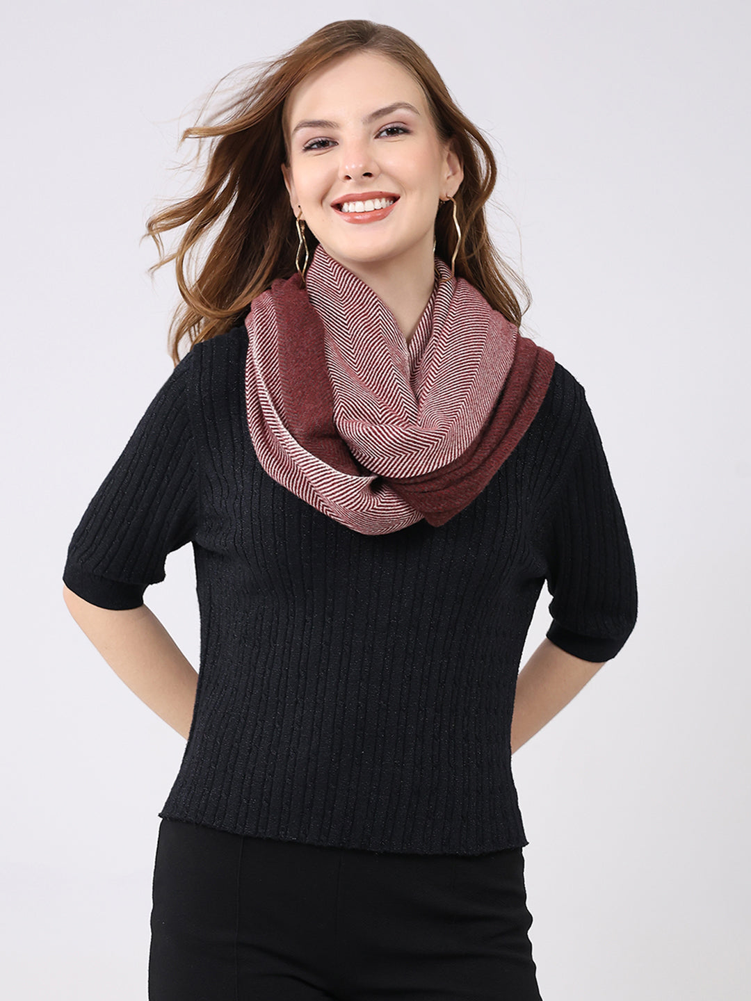 Women Multicolor Self Design Wool Stole