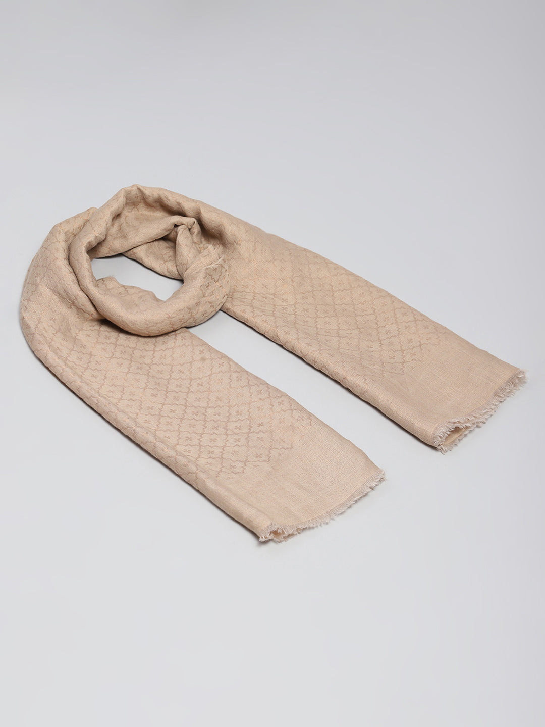 Women Beige Self Design Stole