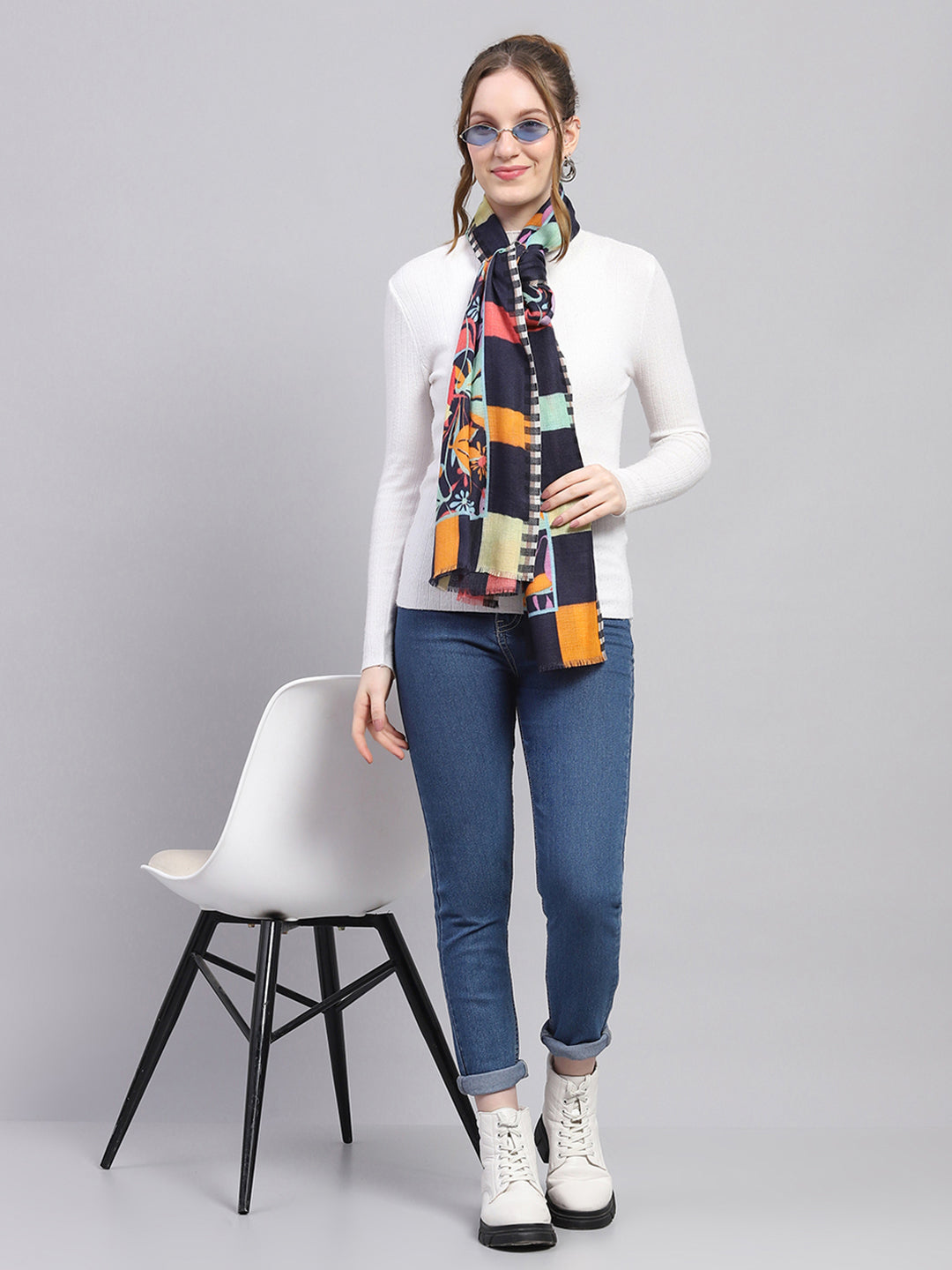 Women Multicolor Self Design Stole