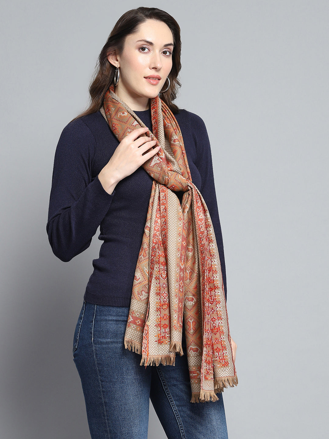 Women Multicolor Self Design Stole