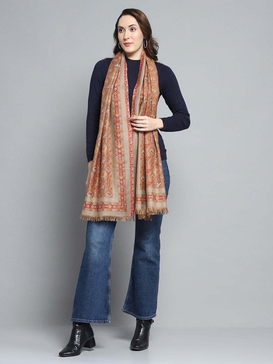 Women Multicolor Self Design Stole