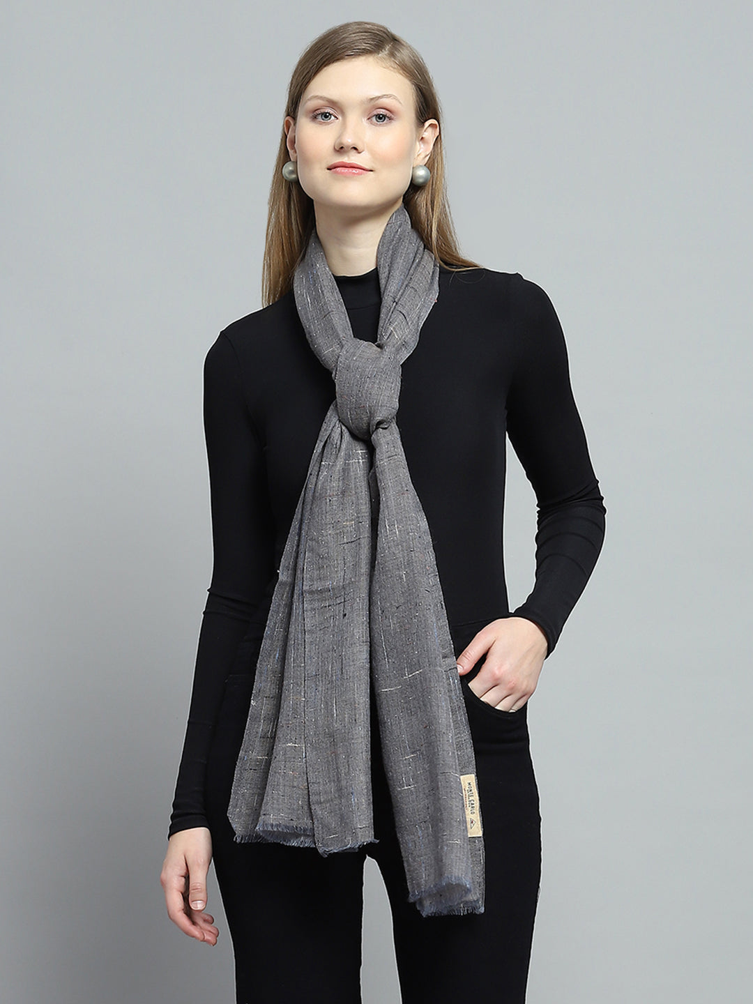 Women Grey Self Design Stole