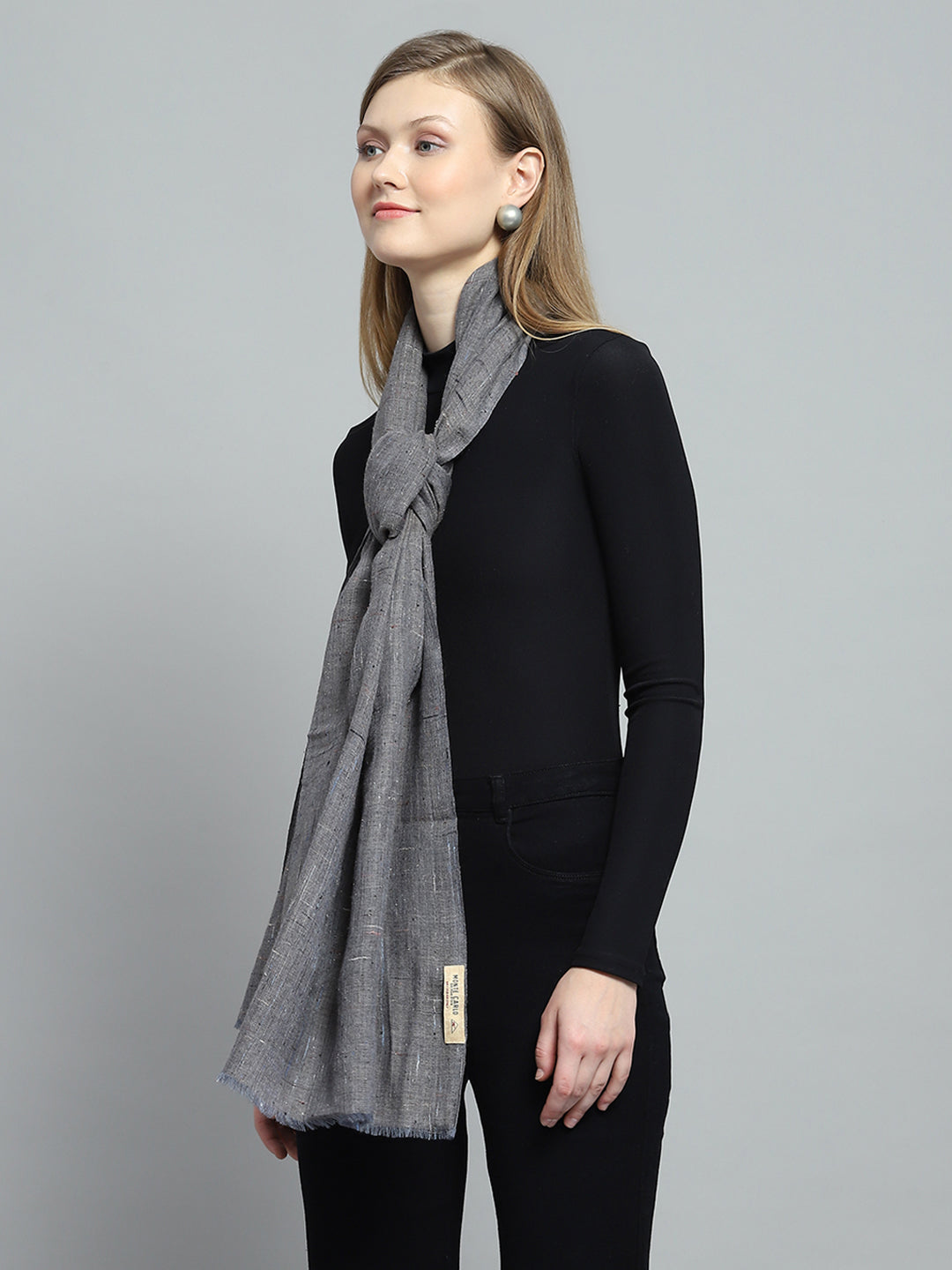 Women Grey Self Design Stole