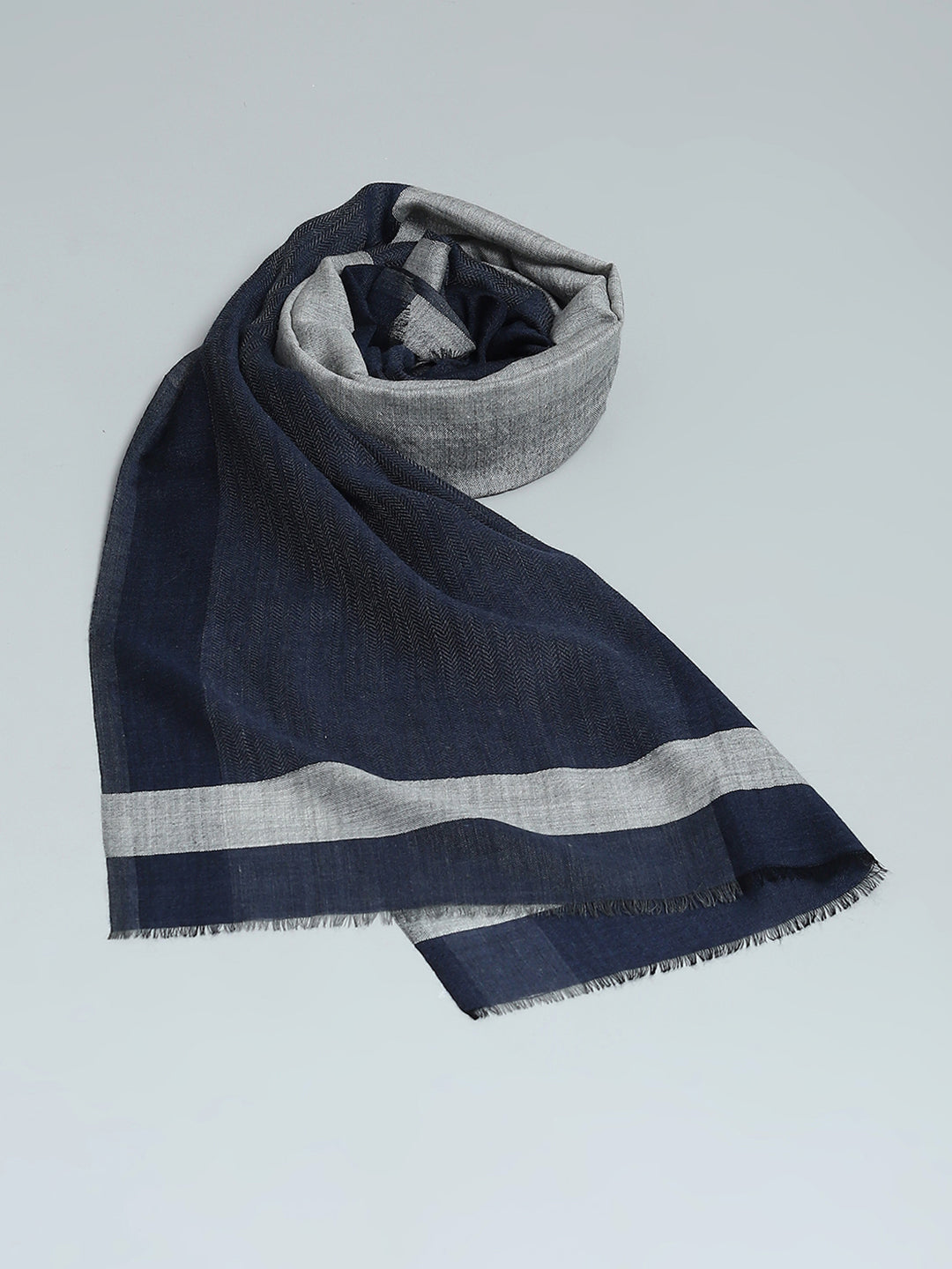 Women Navy Blue Self Design Stole