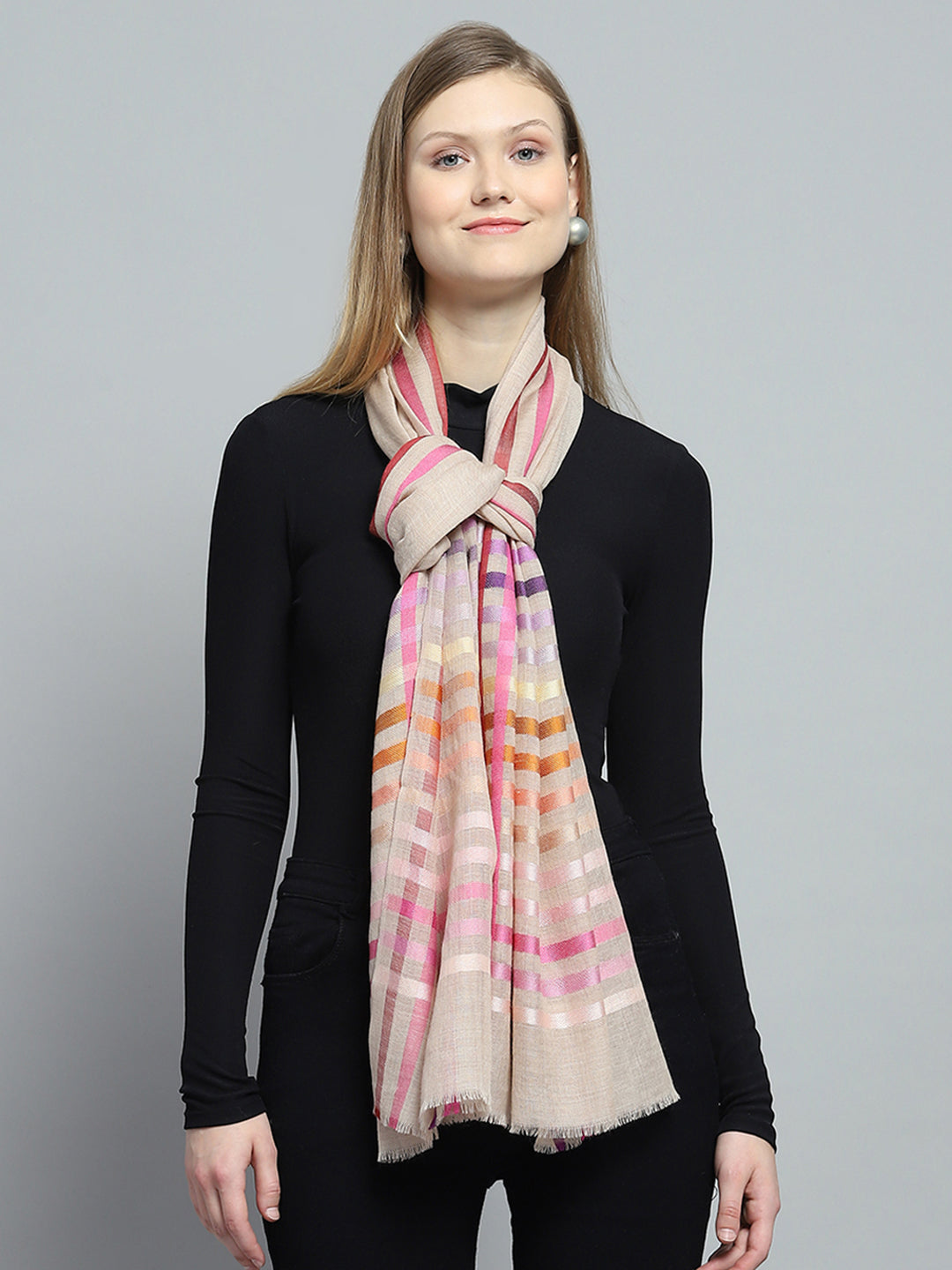 Women Multicolor Self Design Stole