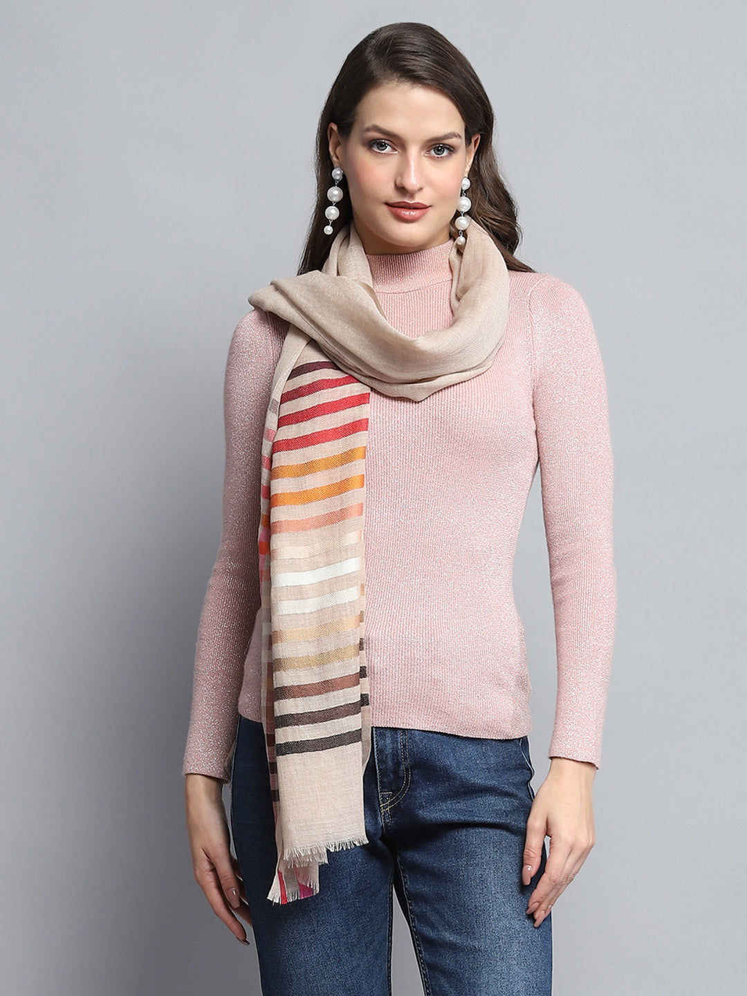 Women Multicolor Self Design Stole