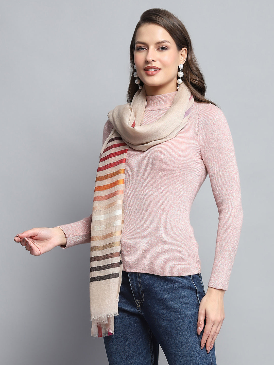 Women Multicolor Self Design Stole