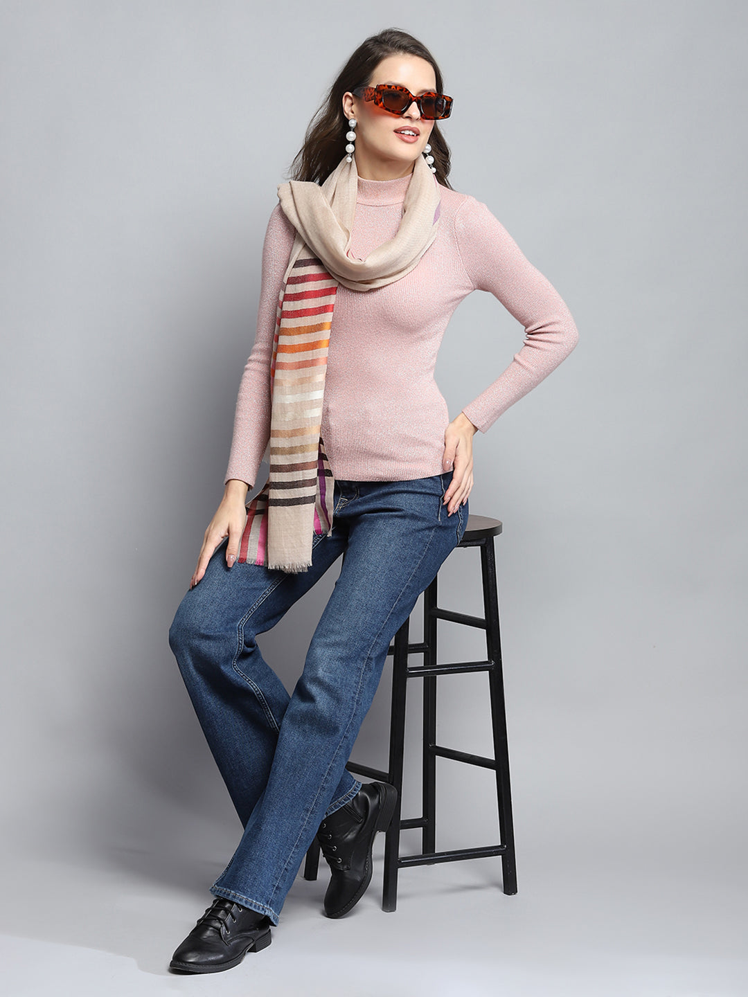 Women Multicolor Self Design Stole