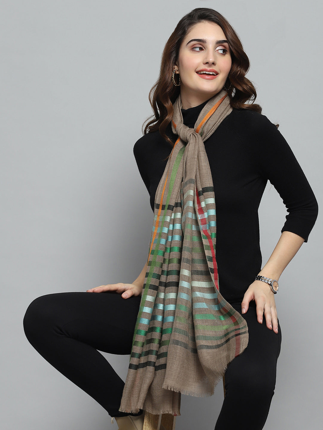 Women Multicolor Self Design Stole