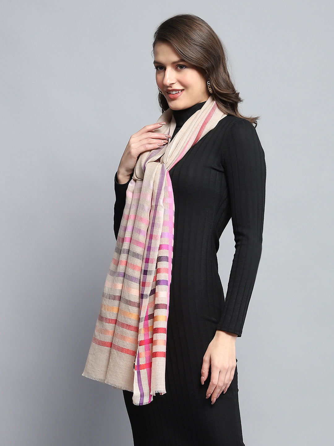 Women Multicolor Self Design Stole