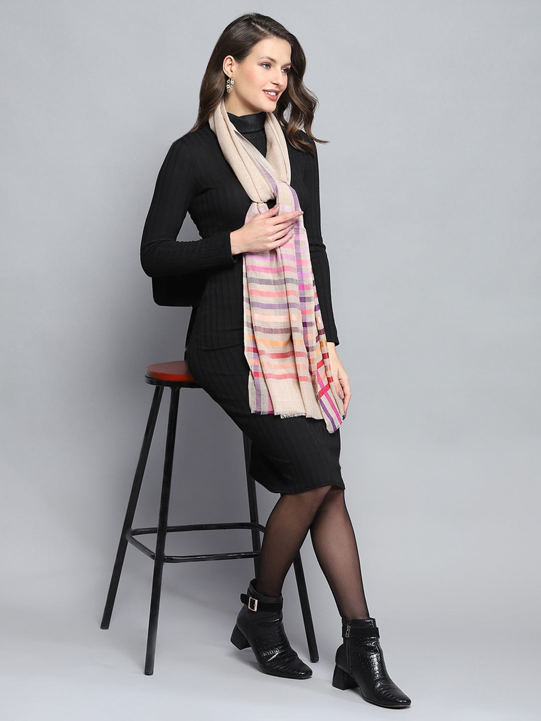 Women Multicolor Self Design Stole