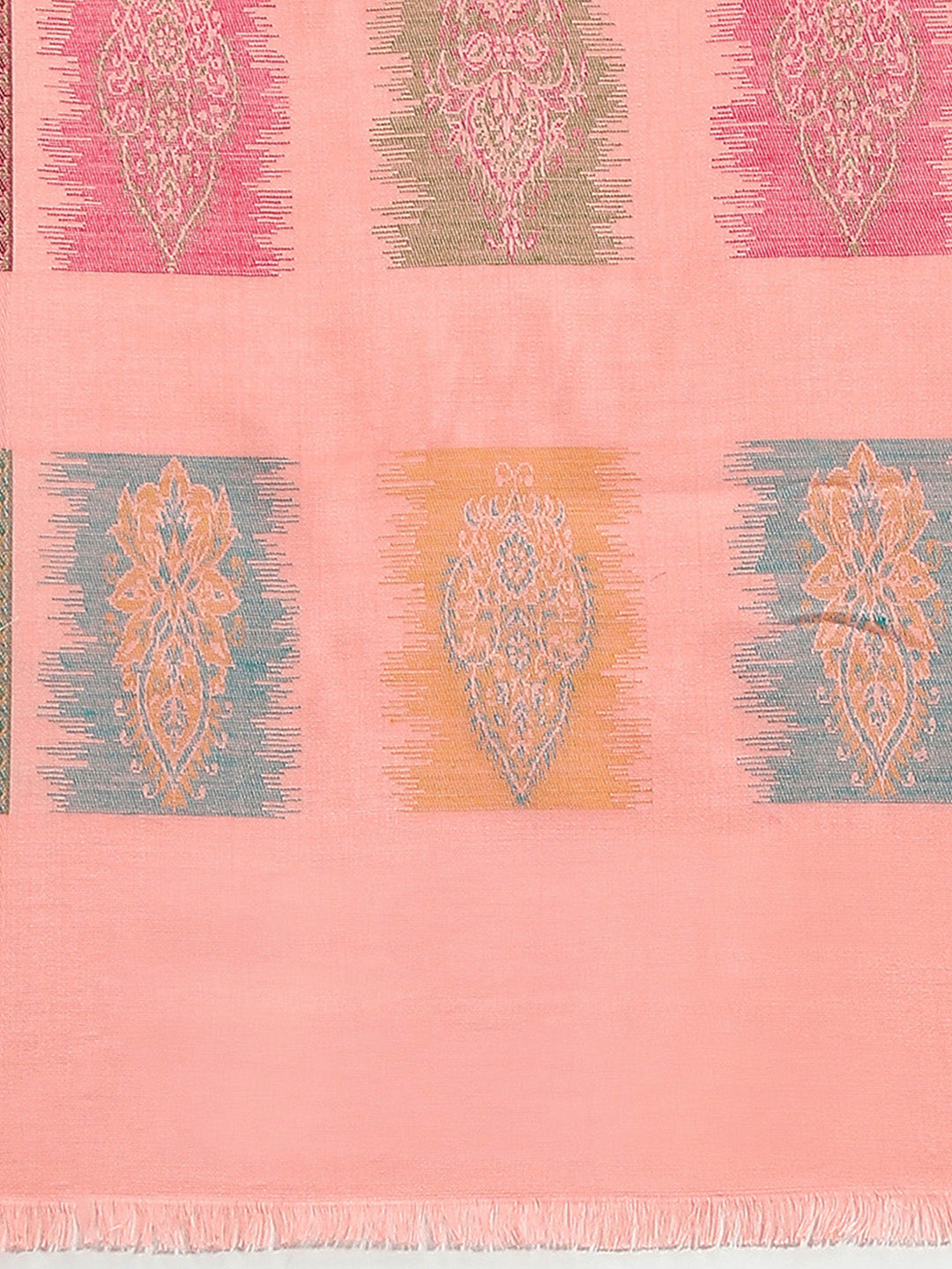 Women Peach Self Design Stole